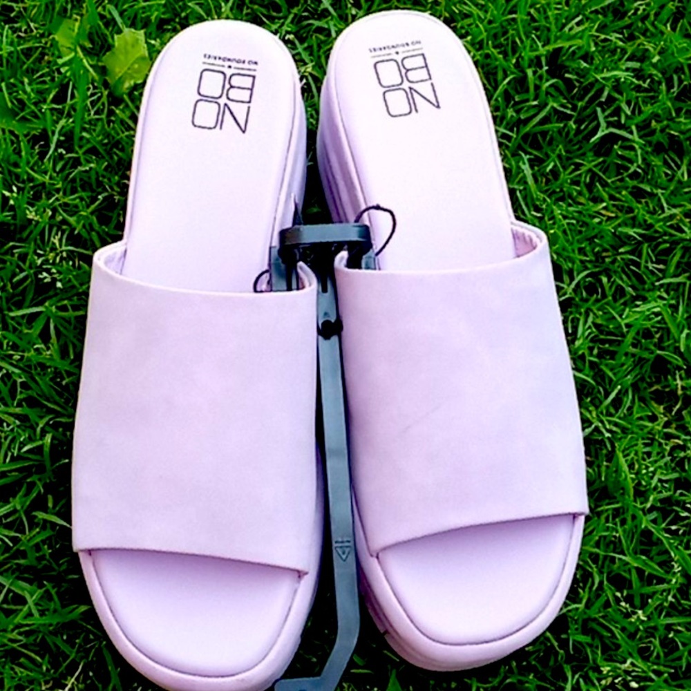 No Boundries Women's "Flatform" Platform Slide-On Padded Sandals - Lavender